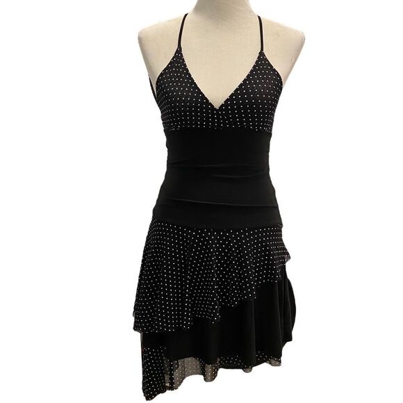 Forever Flowy Black And White Hi Low Polka Dot Layered Mini Cami Dress - Picture 1 of 7